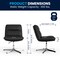 Merrick Lane Biel Mid-Back Height-Adjustable Stationary Armless Swivel Office Chair - Padded Upholstered Wide Back and Seat, Strong Frame
